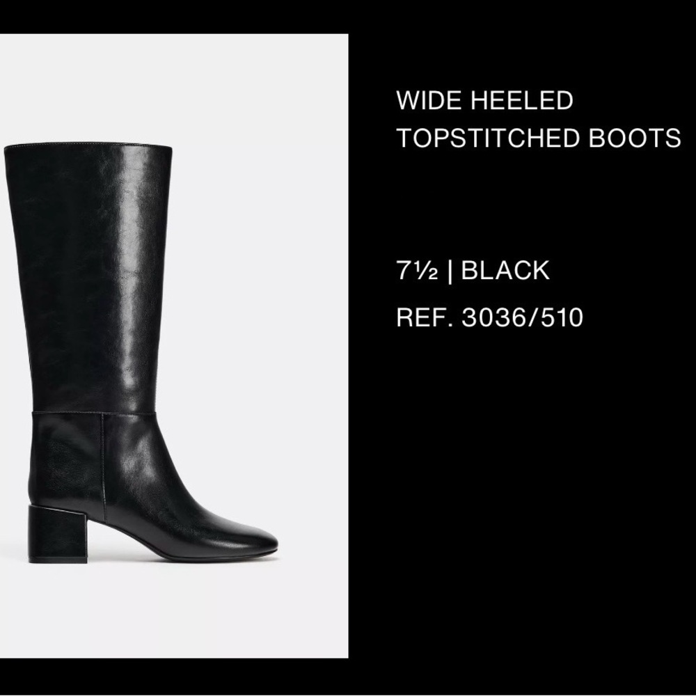Zara Stylish Black Knee-High Boots